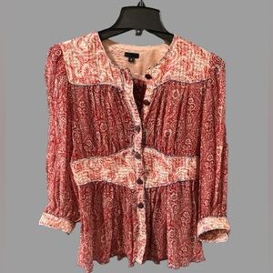 Anna Sui Women’s Red Paisley Button-Front Blouse